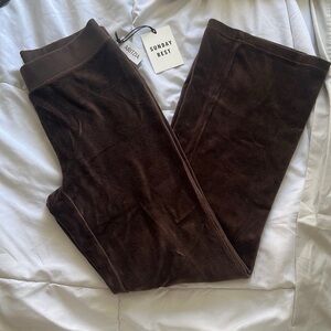 Sunday Best Brown Velour Flare Pants. Size XS